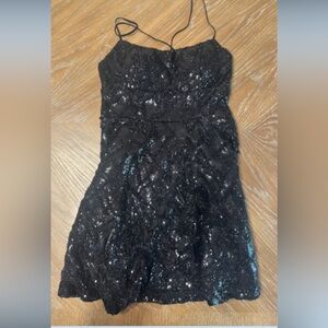 Elegant Black Sequin Prom Dress